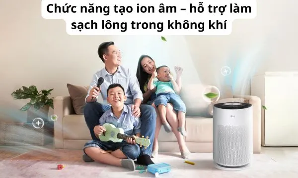 Chức năng tạo ion âm hỗ trợ làm sạch lông trong không khí