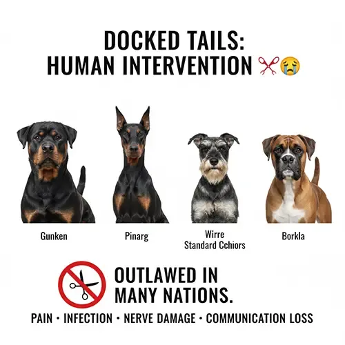 Các giống chó nghiệp vụ như Rottweiler và Doberman thường bị can thiệp cắt đuôi thẩm mỹ