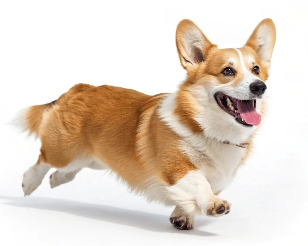 chó corgi cười khi chạy chơi