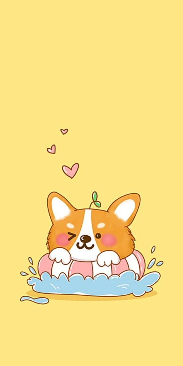 hình nền điện thoại chó corgi minh họa màu pastel