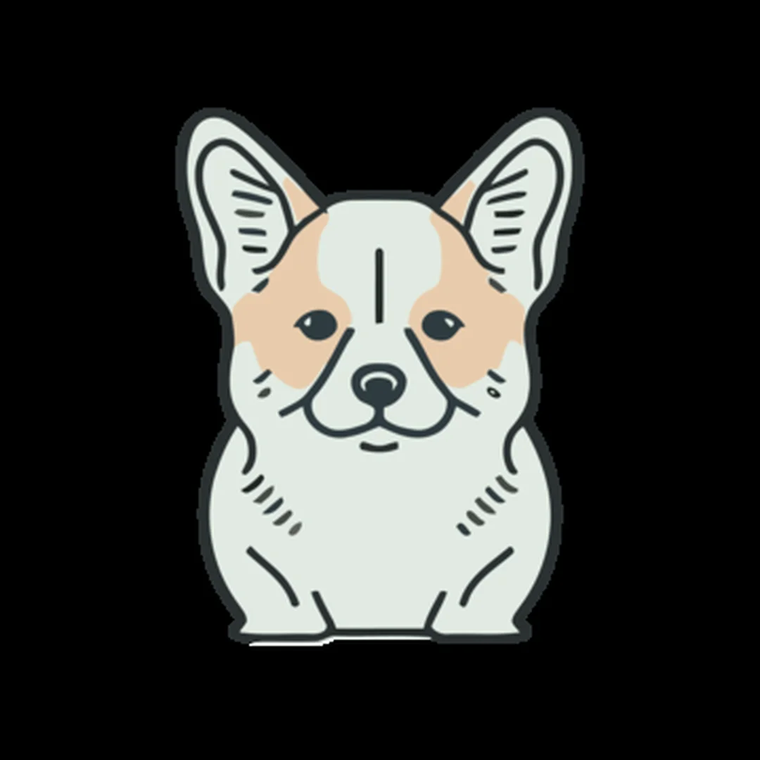 icon chó corgi phong cách vector tóc xù
