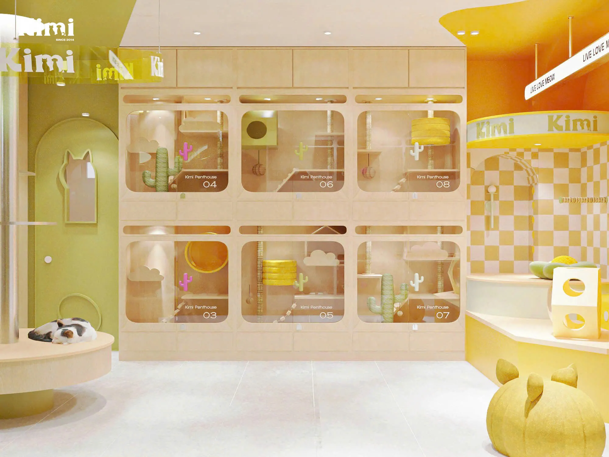 Khu vực sảnh chờ tiện nghi của khách sạn thú cưng hỗ trợ tối đa việc đón tiếp