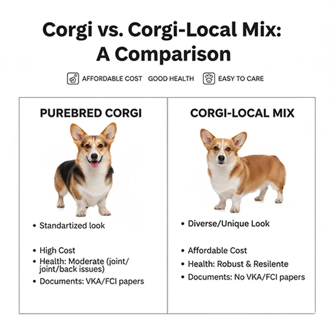 so sánh Corgi thuần và chó Corgi lai chó cỏ