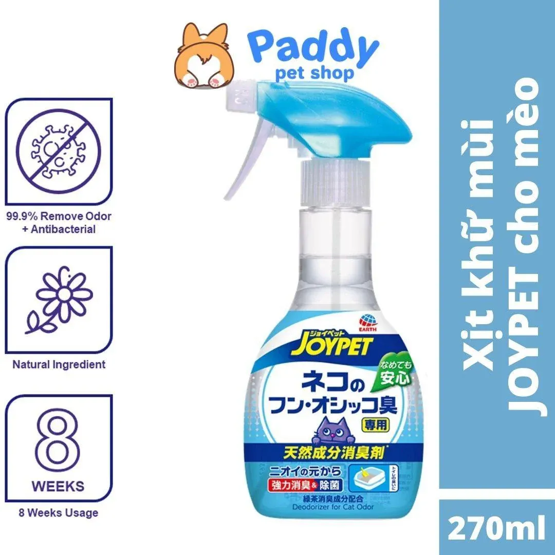 Chai xịt diệt khuẩn và khử mùi Joypet chuyên dụng cho các gia đình nuôi mèo
